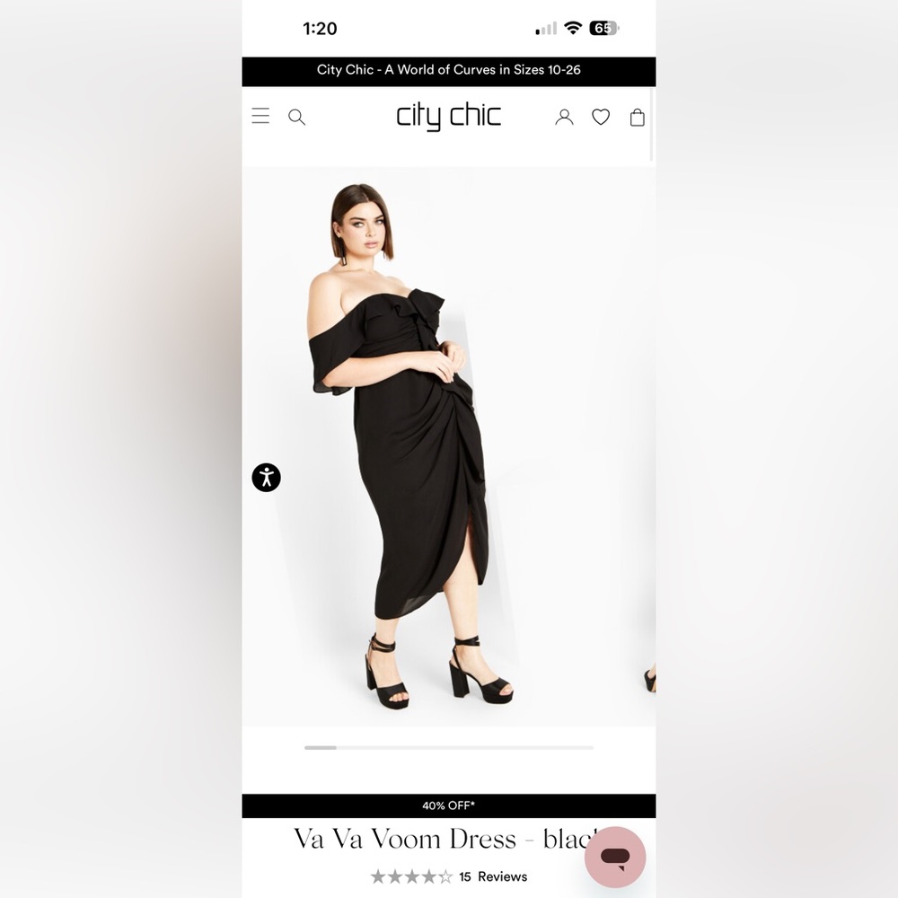 City Chic Va Va Voom Black Off-Shoulder Twist Front Midi Dress